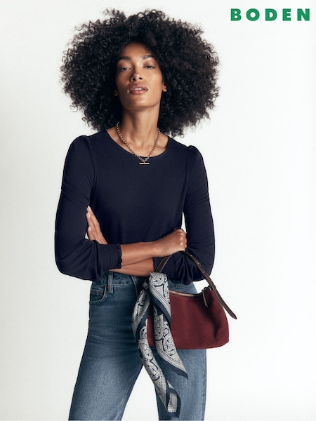 Көк - Boden Smocked Cuff Supersoft Top