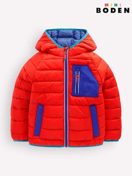 Red - Boden Pack-away Padded Jacket