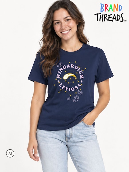 כחול  - Brand Threads Harry Potter Wingardium Leviosa T-shirt