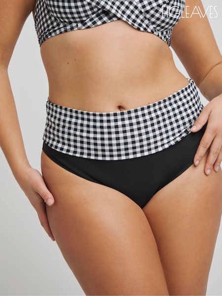 Figleaves Gingham Tailor Fold Black Bikini Bottoms (819609) | €7
