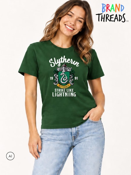 ירוק - Brand Threads Harry Potter Adults Slytherin T-shirt