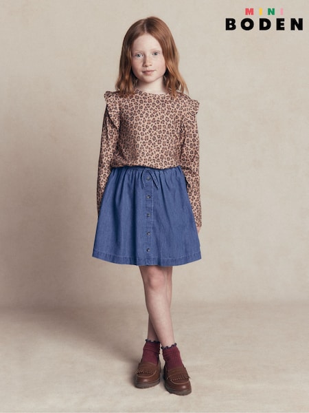 Blue - Boden Woven Button-through Skirt
