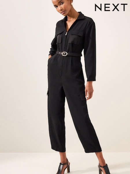 Black Long Sleeve Utility Jumpsuit (819818) | €26