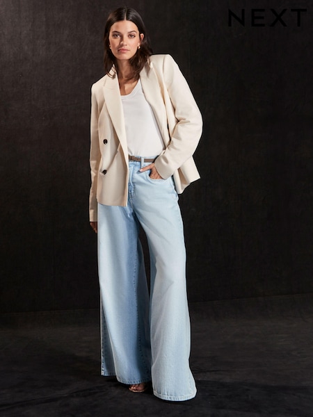 Выбеленный - 100% Cotton Palazzo Wide Leg Jeans (820089) | €9