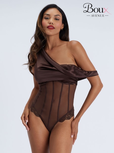 Marrón - Boux Avenue Pascale Satin Bodysuit