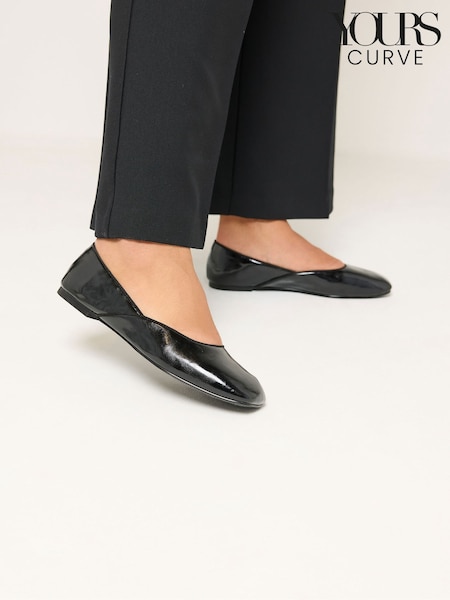 Negro - Yours Curve Dipped Top Line Ballet Pumps