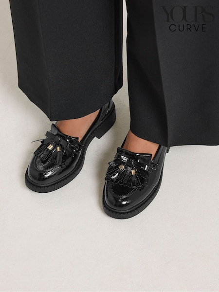 Black - Yours Curve Built Up Bow Detail Loafer