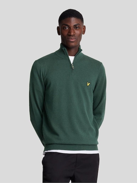 Lyle & Scott Green Cotton Merino Quarter Zip Jumper (821466) | €61