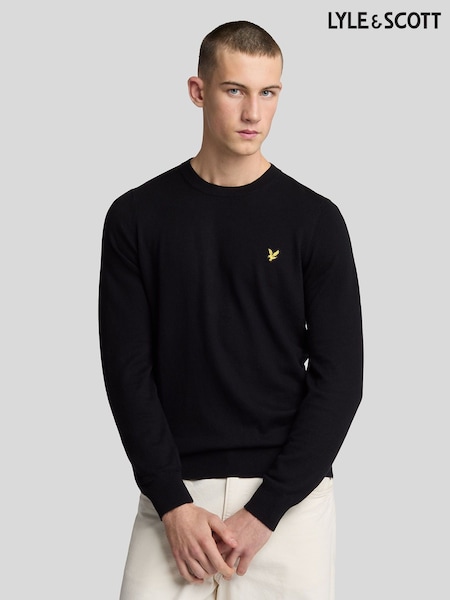 Чорний - Lyle & Scott Cotton Merino круглий віріз джемпер (821588) | 4 206 грн