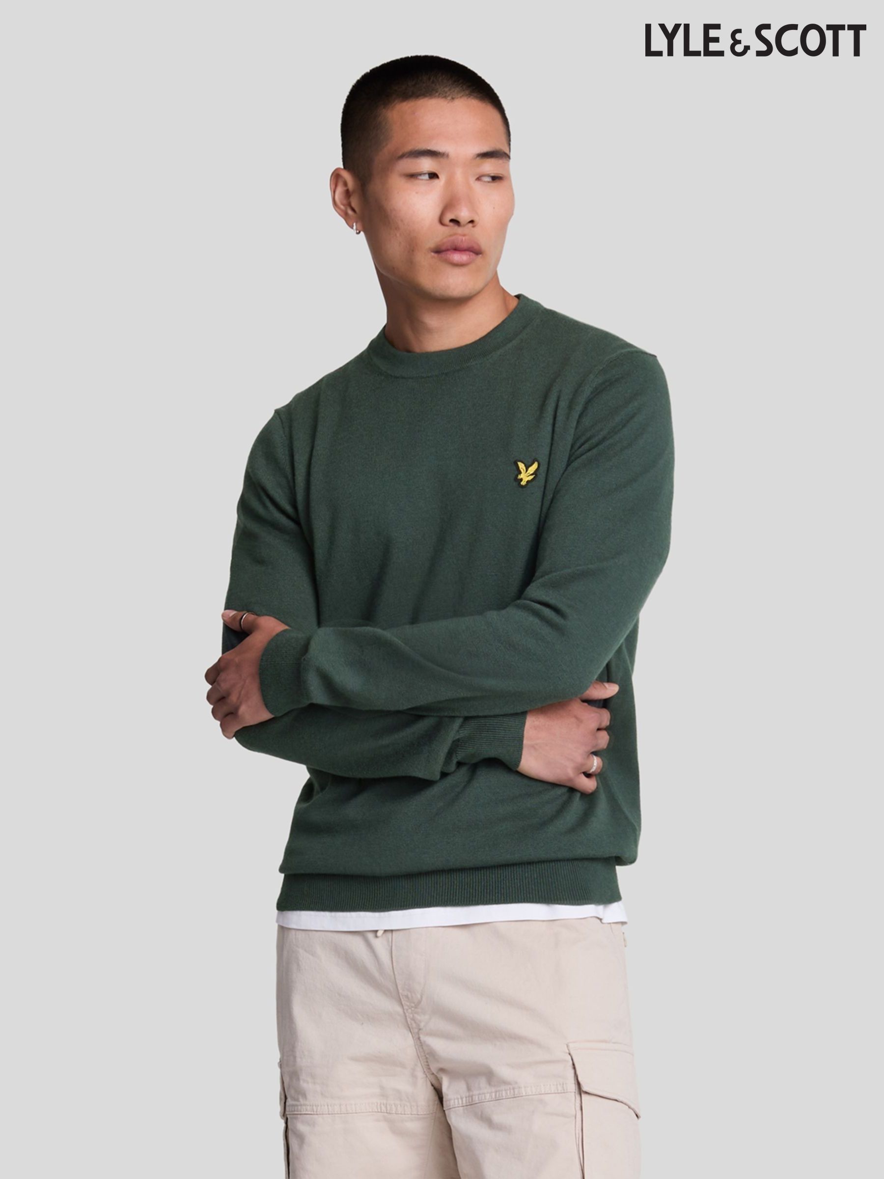 Men s Lyle Scott Green Merino Wool Knitwear Next Ireland
