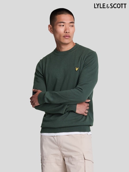 Lyle & Scott Green Cotton Merino Crew Neck Jumper (821626) | R$ 690