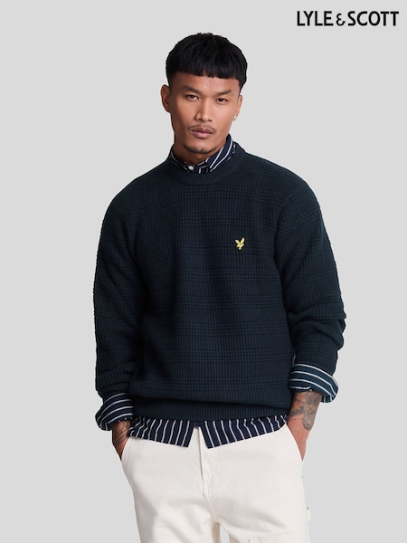 Lyle & Scott Navy Blue Waffle Knit Jumper (821682) | €123