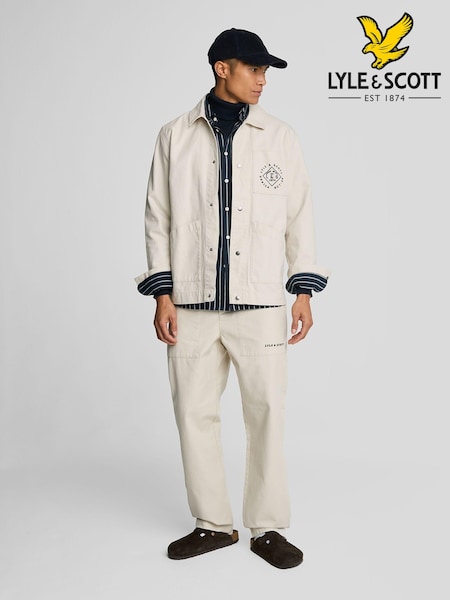 Lyle & Scott Ecru White Tapered Large Pocket Cotton Trousers (821714) | €106
