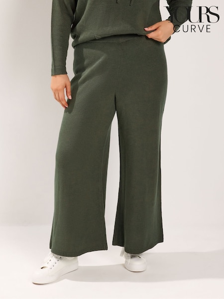 Green - Yours Curve Limited Wide Leg Knitted Trousers