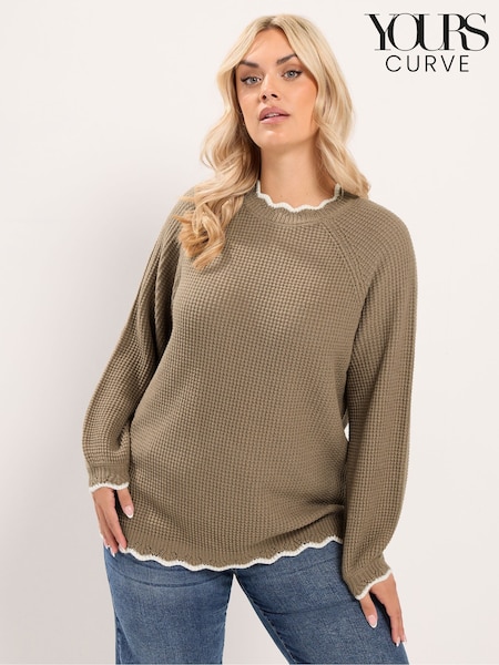 Қоңыр - Yours Curve Contrast Waffle Jumper