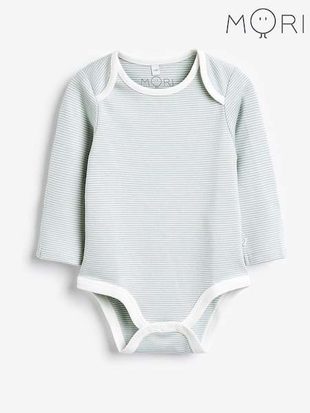 MORI Organic Cotton & Bamboo Long Sleeve Envelope Neckline Bodysuit (822260) | $36