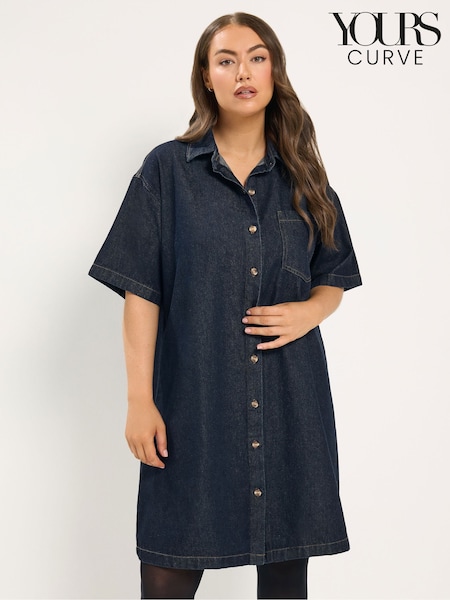 Blue - Yours Curve Denim Shirt Dress