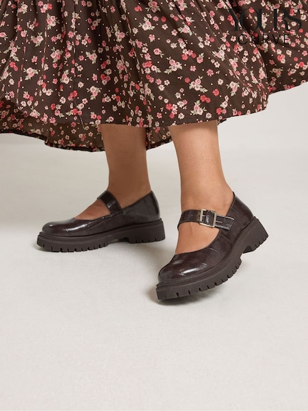 Brown - Yours Curve Chunky Mary Janes Shoes