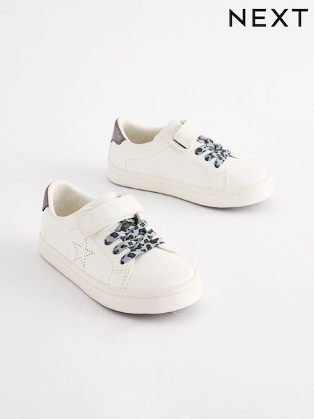 White Wide Fit (G) Elastic Lace Trainers (822423) | AED67 - AED74