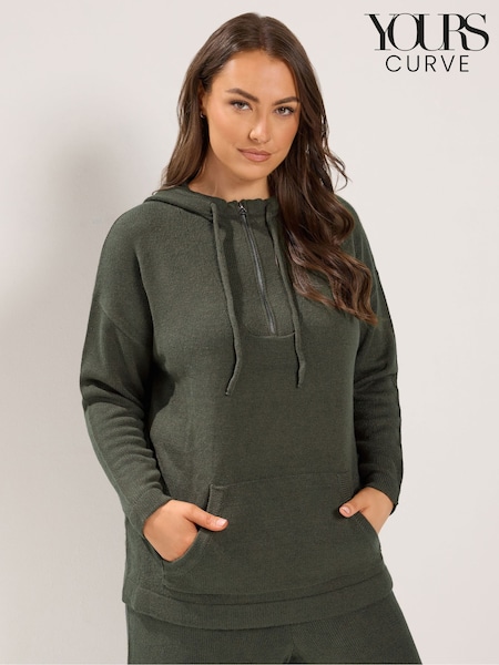 Green - Yours Curve Knitted Hoodie