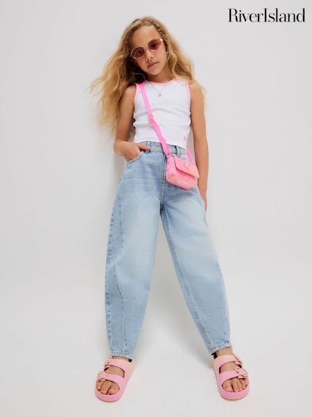 Blue - River Island Barrel Fit Jeans