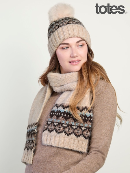 Naturlig - Totes Fair Isle Scarf & Hat Set