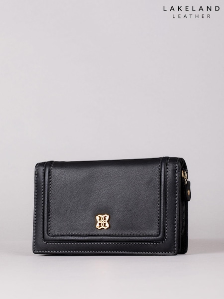 Lakeland Leather Black Medium Icon Leather Flapover Purse (822767) | €44
