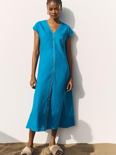 Jigsaw Blue Bias Linen Midi Dress (822821) | €95
