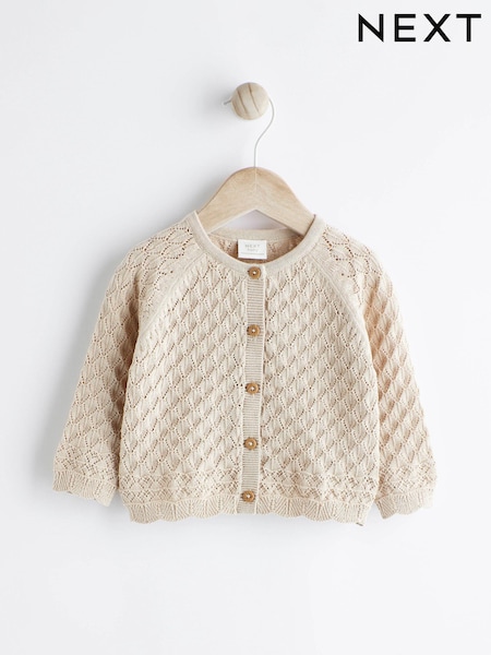 Neutral Baby Pointelle 100% Cotton Knitted Cardigan (0mths-2yrs) (822878) | € 11 - € 14