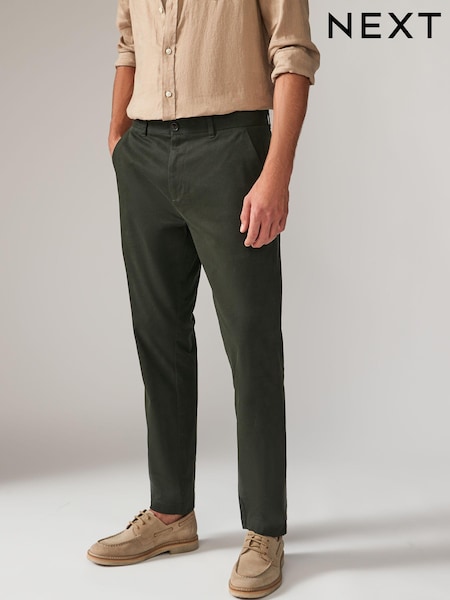 Green Khaki Slim Fit Stretch Printed Soft Touch Chino Trousers (822942) | kr267