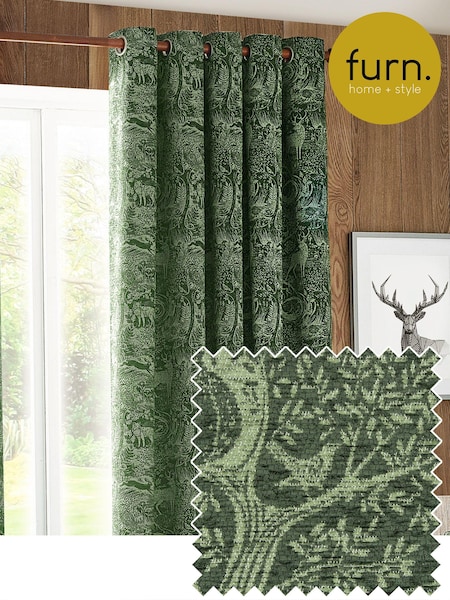 Furn Emerald Winter Woods Chenille Eyelet Curtains (823302) | R$ 575 - R$ 1.380