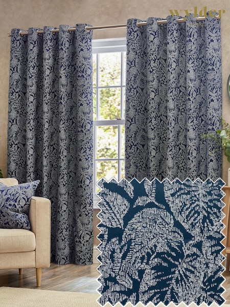 Wylder Midnight Bali Botanical Jacquard Eyelet Curtains (823327) | R$ 650 - R$ 1.580