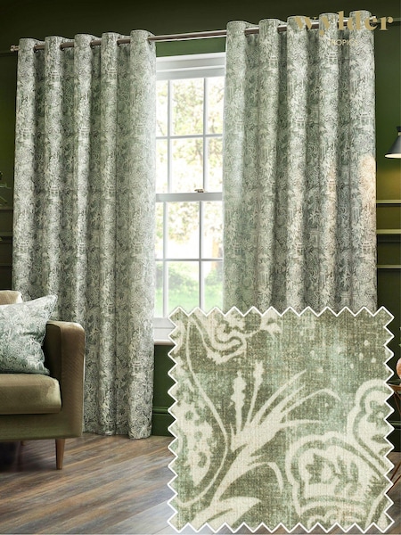 Wylder Sage Bengal Chenille Eyelet Curtains (823358) | R$ 650 - R$ 1.580