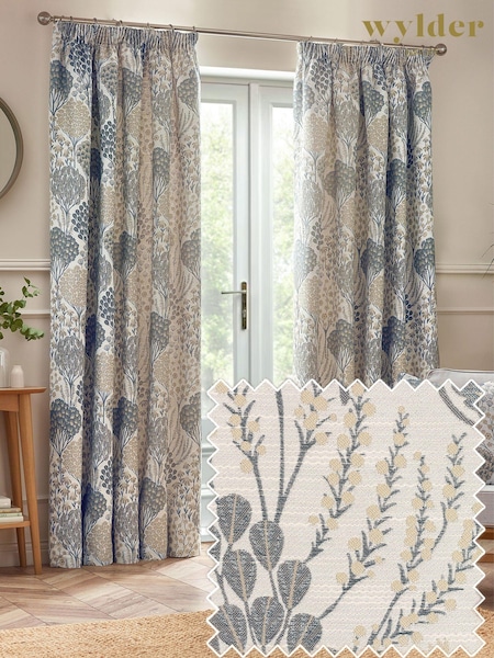 Wylder Wedgewood Ophelia Floral Jacquard Lined Pencil Pleat Curtains (823398) | €96 - €233