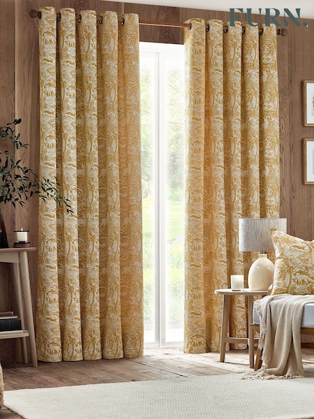 Furn Ochre Winter Woods Chenille Eyelet Curtains (823446) | R$ 575 - R$ 1.380