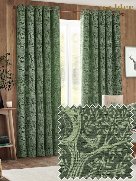 Wylder Pomegranate Floral Jacquard Pencil Pleat Curtains (823502) | R$ 630 - R$ 1.630