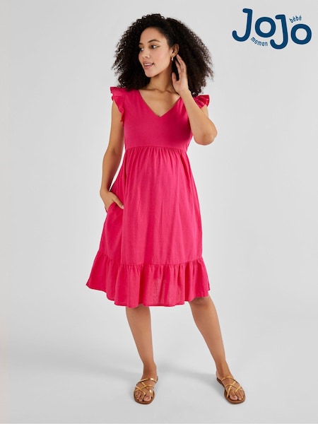 JoJo Maman Bébé Linen Blend Frill Sleeve Maternity Dress (823957) | 73 €