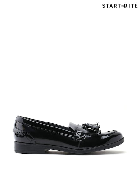 Start Rite Girls Sketch Slip On Black Leather School Shoes - F Fit (823973) | €32