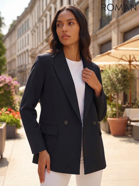 Black - Roman Premium Stretch Ponte Blazer