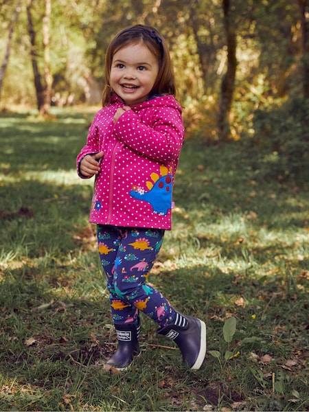 JoJo Maman Bébé Raspberry Pink Dino Appliqué Reversible Hoodie With Pet In Pocket (824012) | ₪131