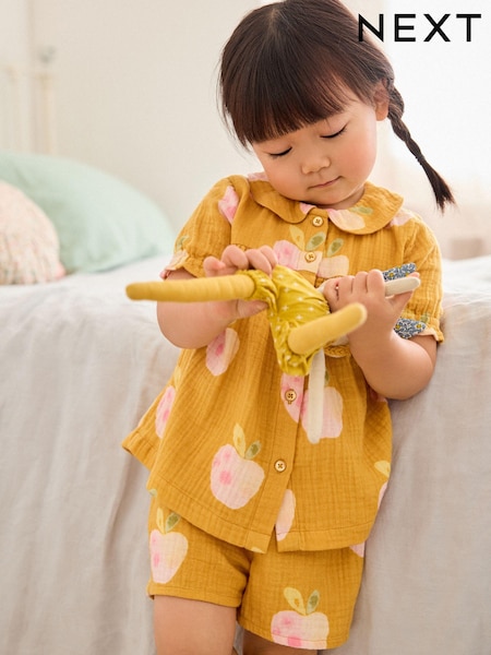Ochre Yellow Woven Button Through Pyjamas (9mths-12yrs) (824353) | €9 - €12