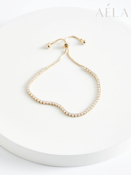 Aela Gold Tone Diamond Simulant Tennis Bracelet (824354) | AED116
