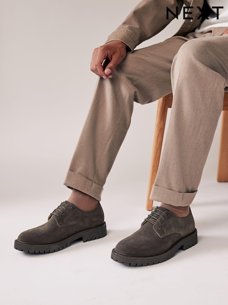 Brown Cleated Sole Derby Shoes (824412) | €25