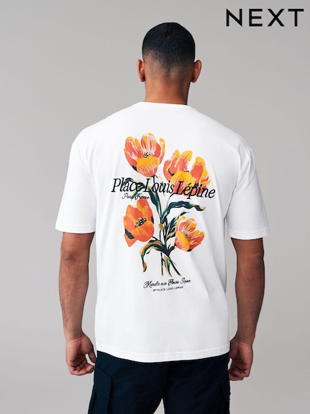 White Multi Floral Relaxed Fit Floral Nature Graphic T-Shirt (824525) | €14