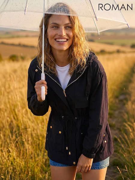 Black - Roman Shower Resistant Rain Jacket