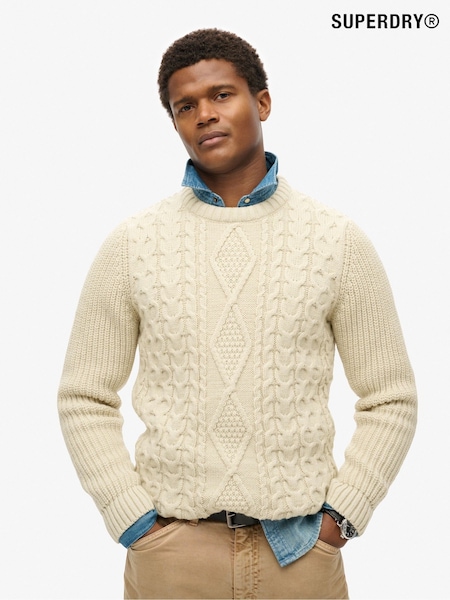 Superdry Ecru Jacob Cable Jumper (824808) | 148 QAR