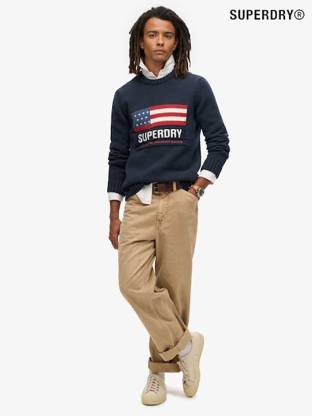 Superdry Eclipse Navy Vintage Athletic Knit Jumper (824811) | R$ 640