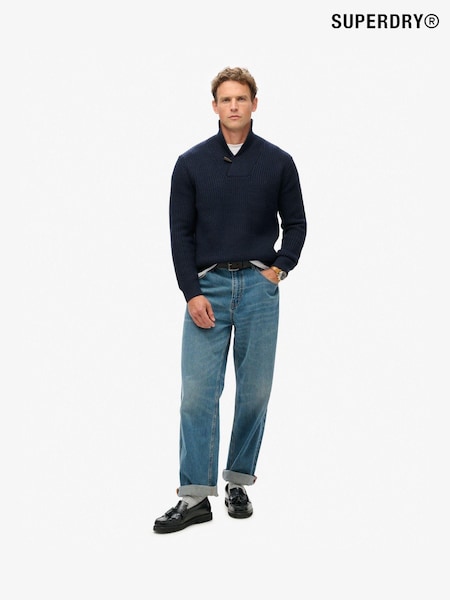 Superdry Navy Merchant Shawl Neck Jumper (824965) | 210 QAR