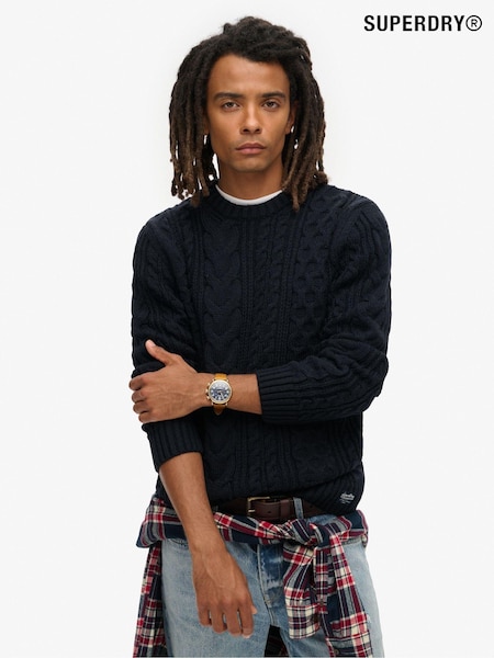 Bleumarin eclipsă - Pulover Superdry Jacob Cable (825040) | 280 LEI