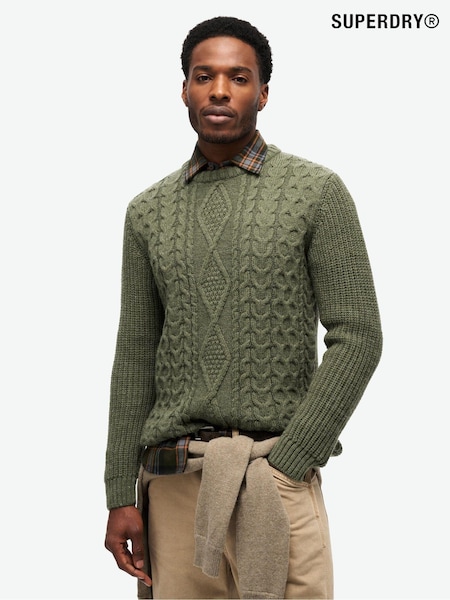 Superdry Moss Green Jacob Cable Jumper (825098) | R$ 590